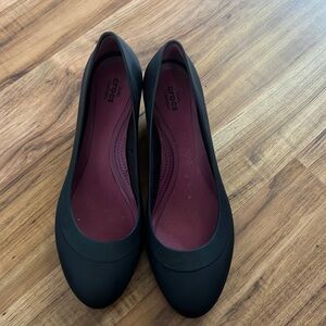 Size 8W Black Croc Heels EUC